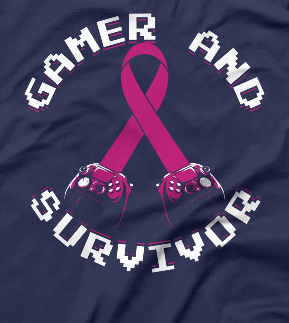 Breast Cancer Awareness Gamer And Survivor Pink Ribbon T-Shirt