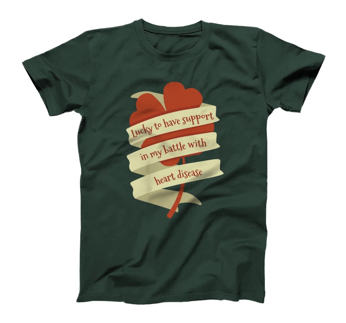 St Patricks Day Four Leaf Clover Heart Disease Awareness T-Shirt