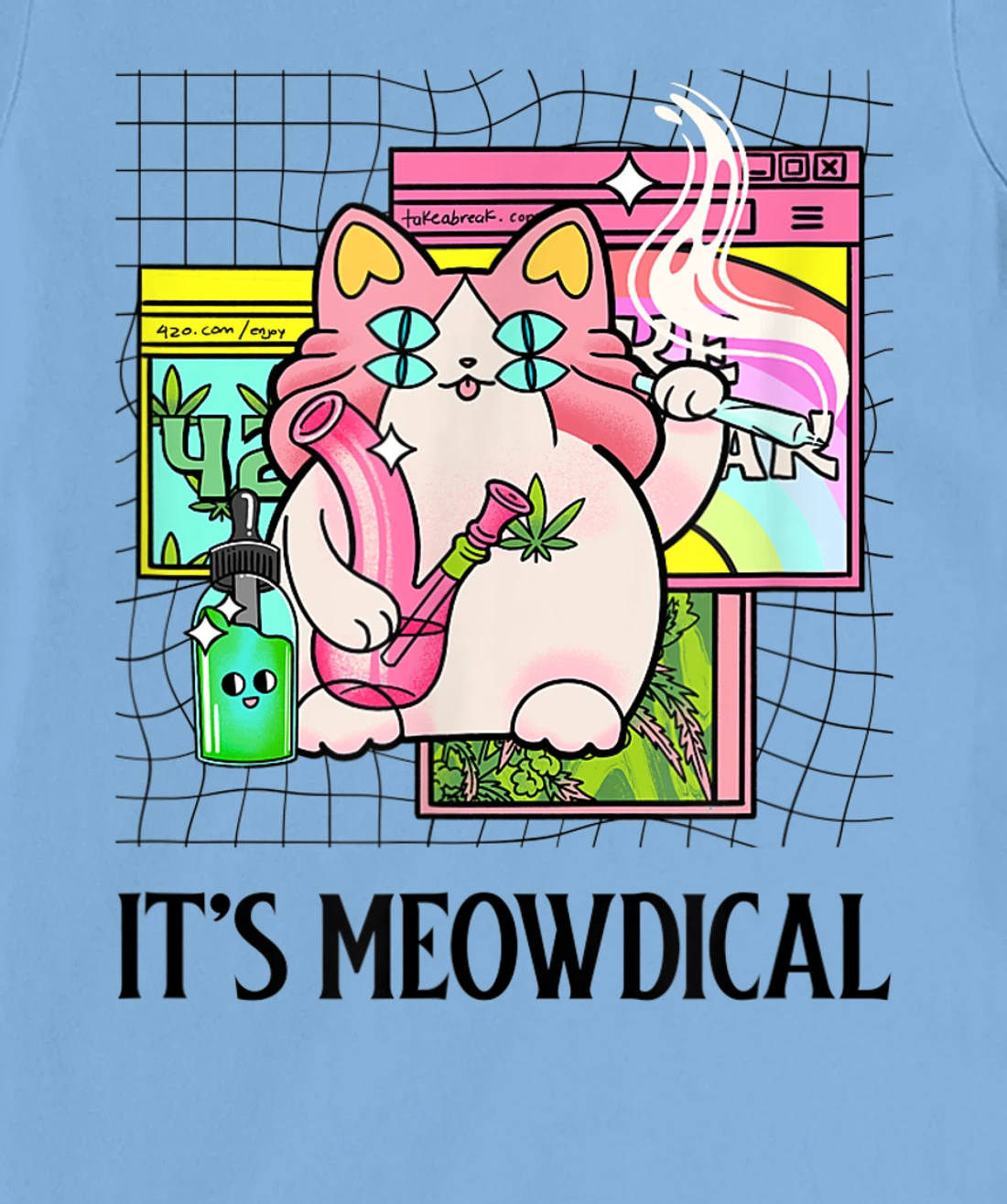 It's Meowdical Funny Stoner Cat Kawaii Vaporwave Weed Gift T-Shirt, Women T-Shirt