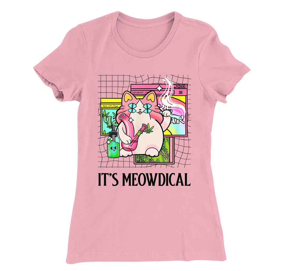 It's Meowdical Funny Stoner Cat Kawaii Vaporwave Weed Gift T-Shirt, Women T-Shirt
