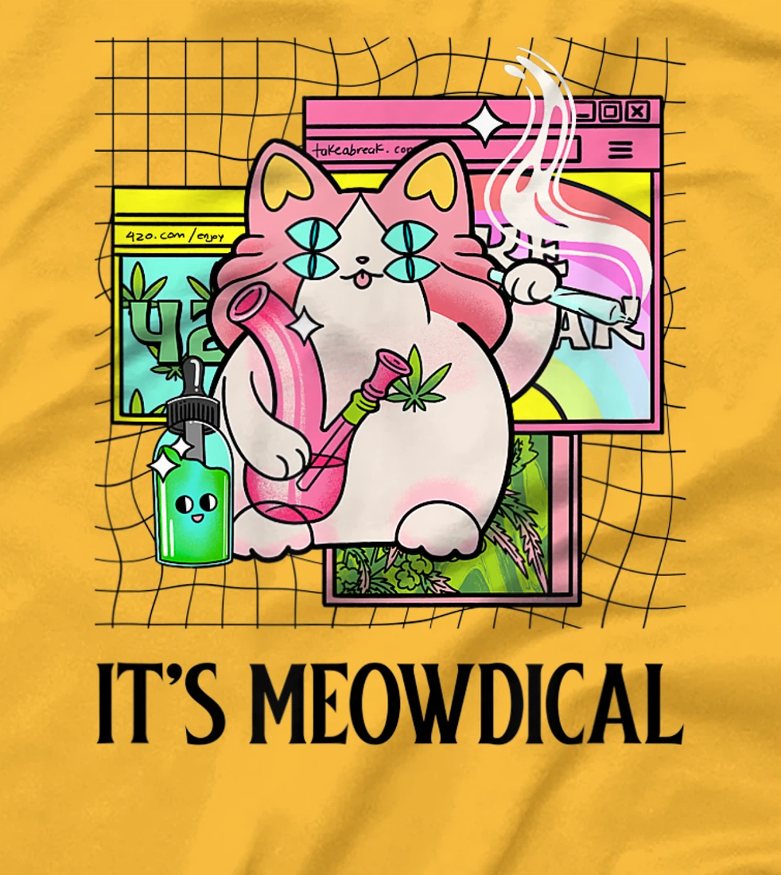 It's Meowdical Funny Stoner Cat Kawaii Vaporwave Weed Gift T-Shirt, Women T-Shirt