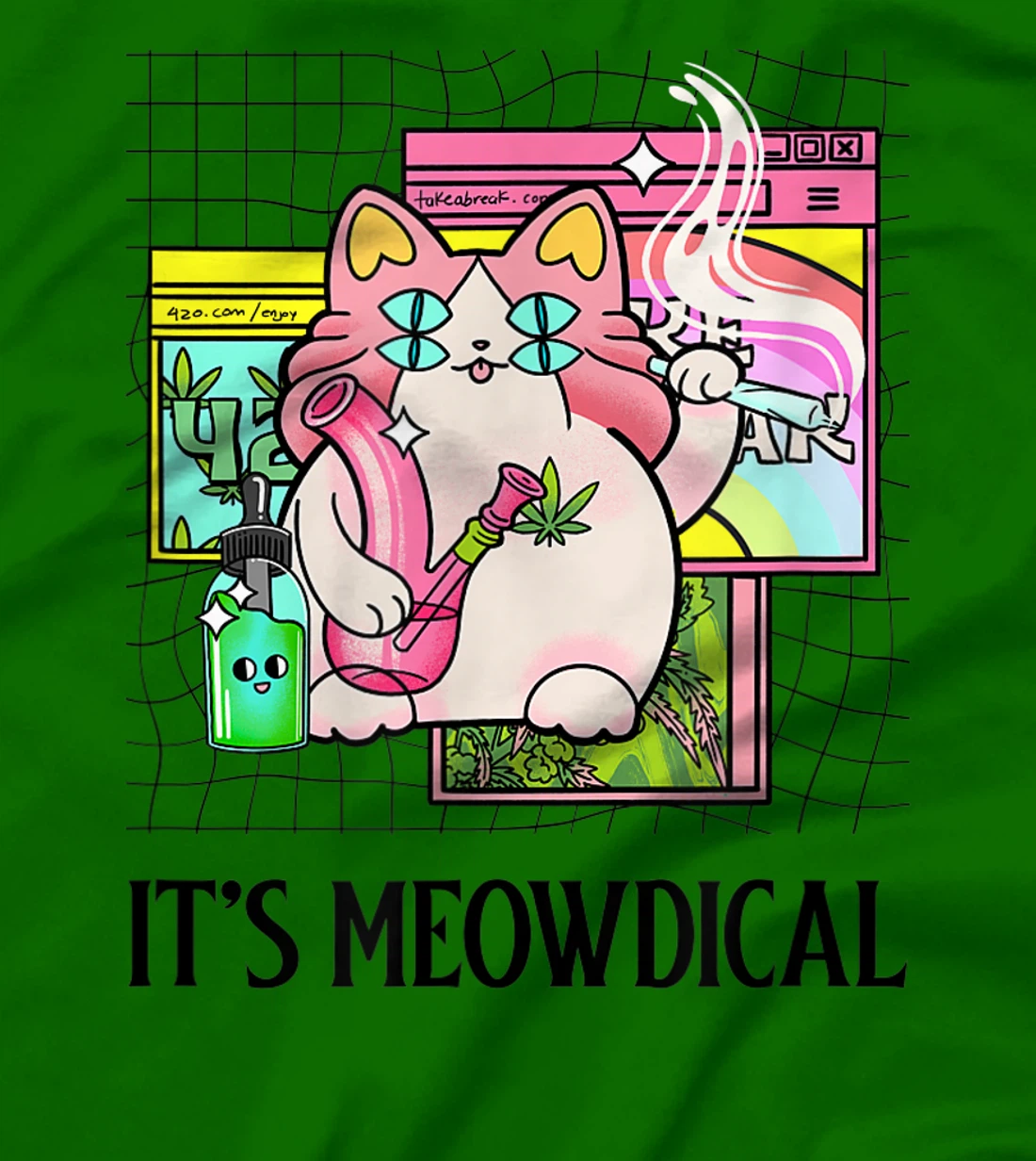 It's Meowdical Funny Stoner Cat Kawaii Vaporwave Weed Gift T-Shirt, Women T-Shirt