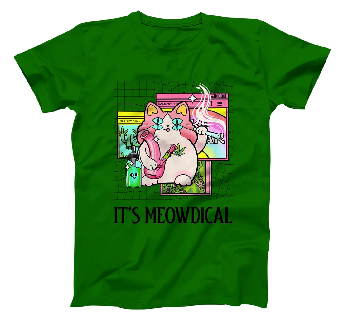 It's Meowdical Funny Stoner Cat Kawaii Vaporwave Weed Gift T-Shirt, Women T-Shirt