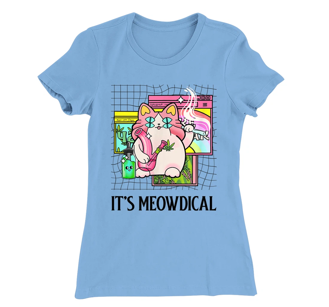 It's Meowdical Funny Stoner Cat Kawaii Vaporwave Weed Gift T-Shirt, Women T-Shirt