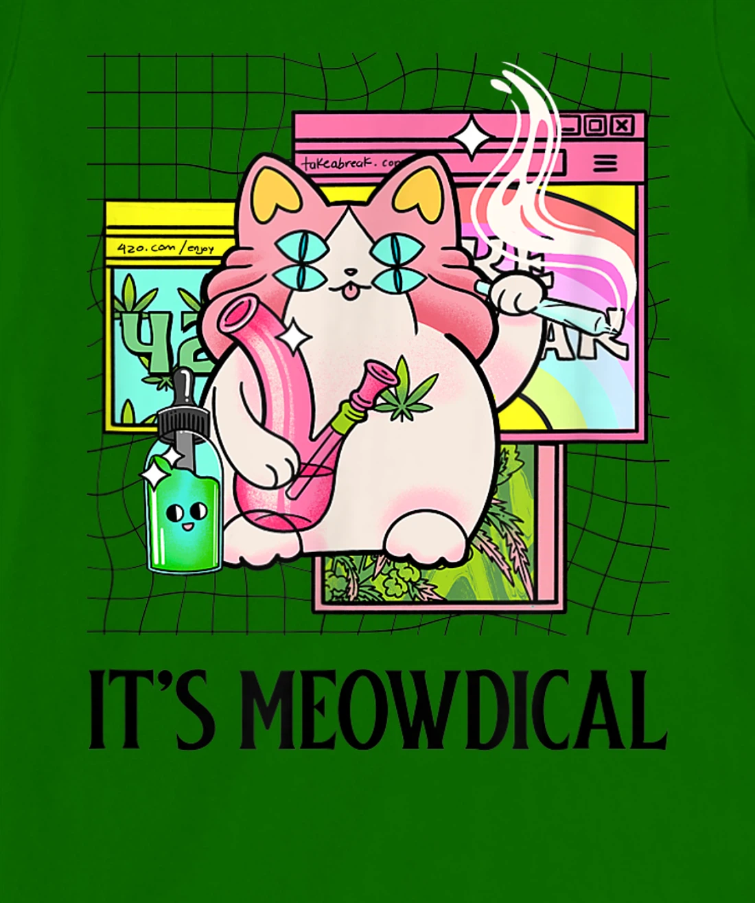 It's Meowdical Funny Stoner Cat Kawaii Vaporwave Weed Gift T-Shirt, Women T-Shirt