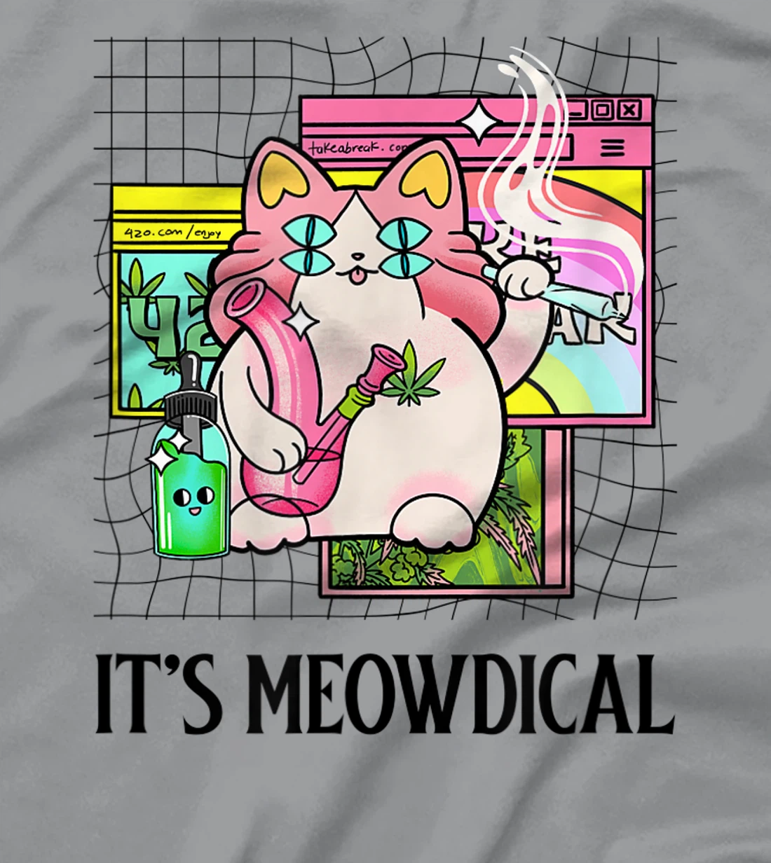 It's Meowdical Funny Stoner Cat Kawaii Vaporwave Weed Gift T-Shirt, Women T-Shirt