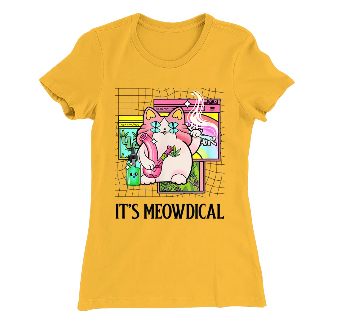 It's Meowdical Funny Stoner Cat Kawaii Vaporwave Weed Gift T-Shirt, Women T-Shirt