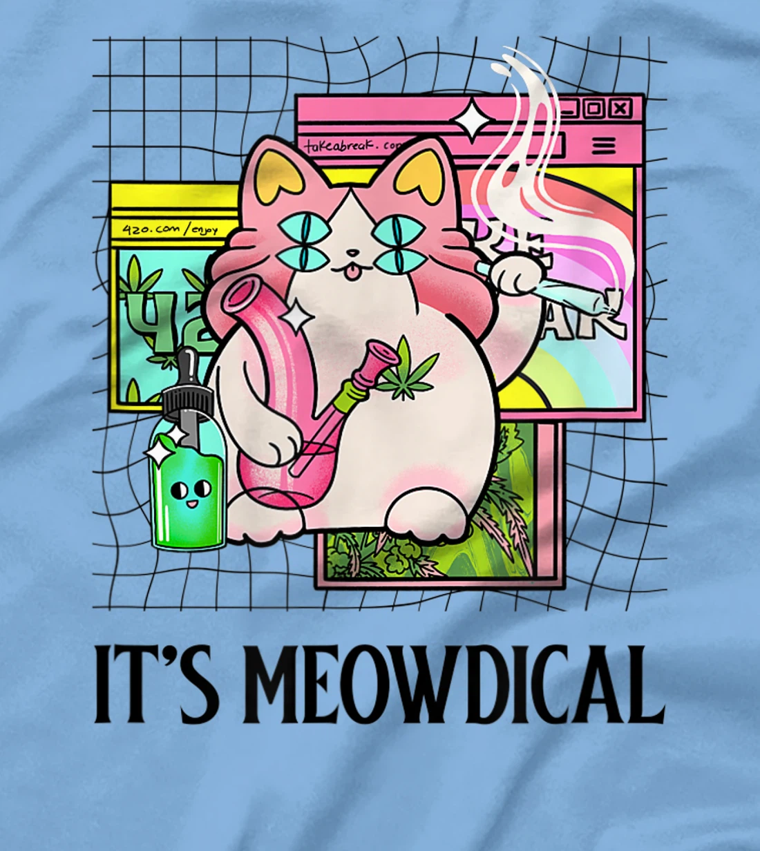 It's Meowdical Funny Stoner Cat Kawaii Vaporwave Weed Gift T-Shirt, Women T-Shirt