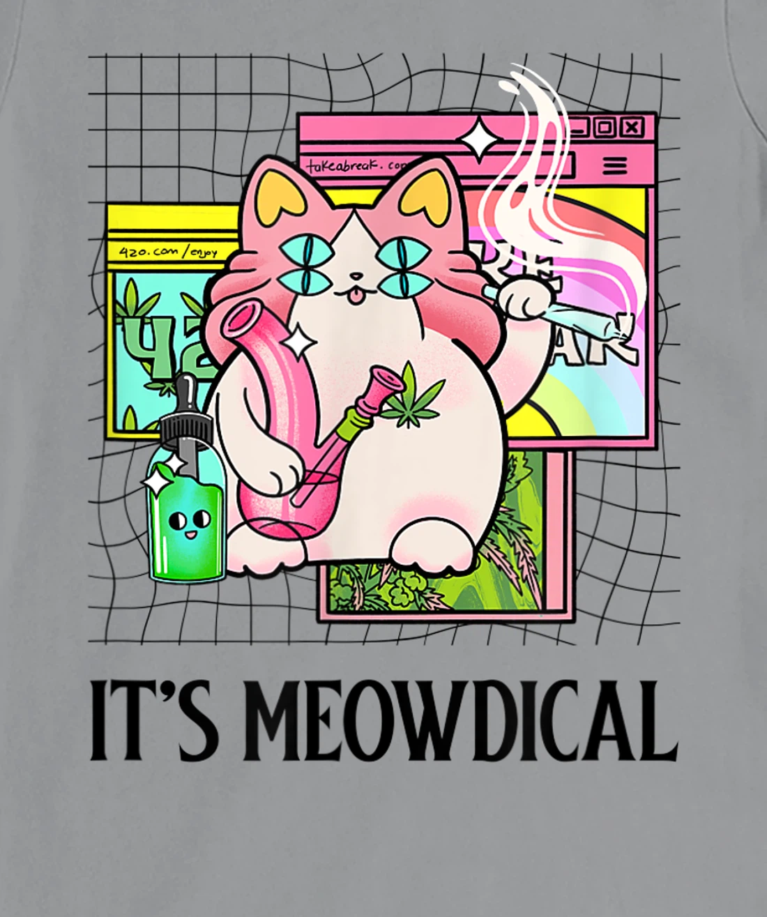 It's Meowdical Funny Stoner Cat Kawaii Vaporwave Weed Gift T-Shirt, Women T-Shirt