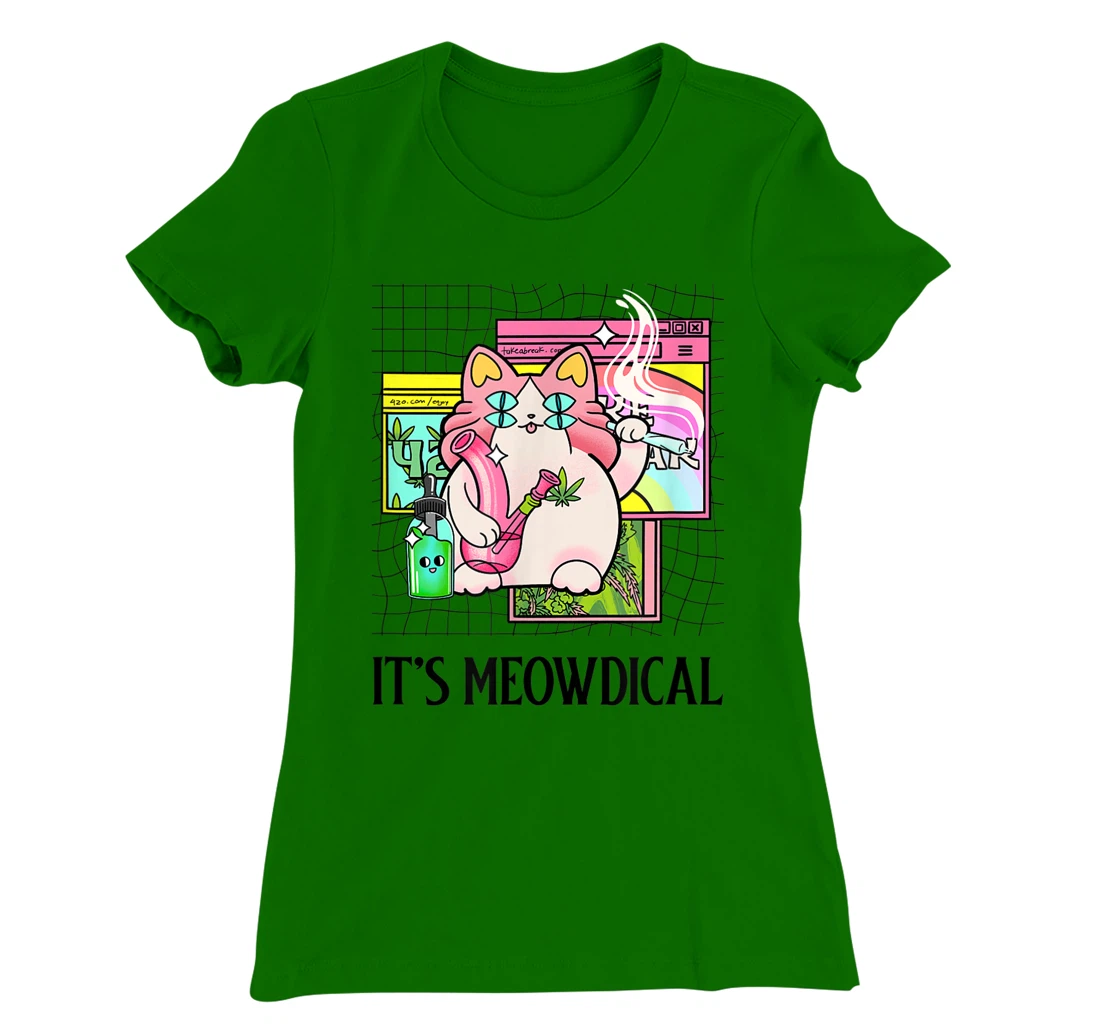 It's Meowdical Funny Stoner Cat Kawaii Vaporwave Weed Gift T-Shirt, Women T-Shirt