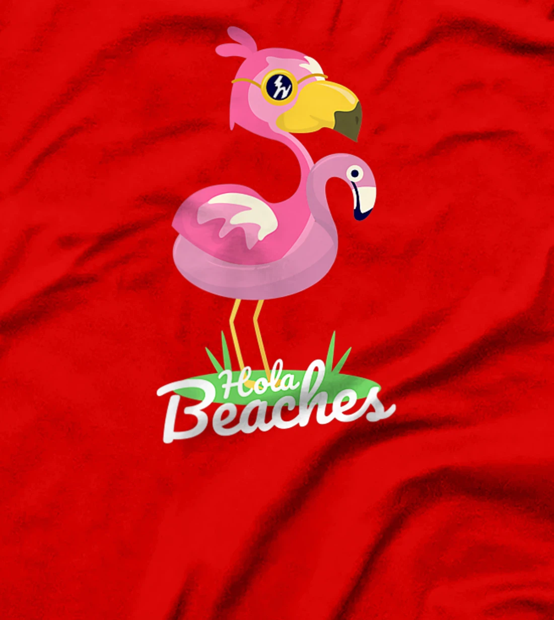 Hola Beaches Funny Summer Beach Flamingo Sunglasses T-Shirt, Kid T-Shirt and Women T-Shirt