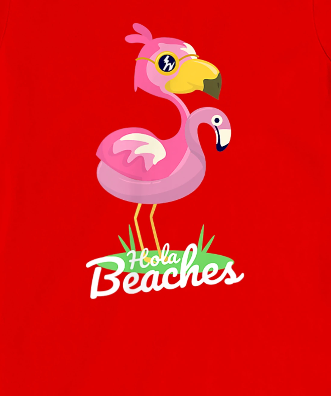 Hola Beaches Funny Summer Beach Flamingo Sunglasses T-Shirt, Kid T-Shirt and Women T-Shirt