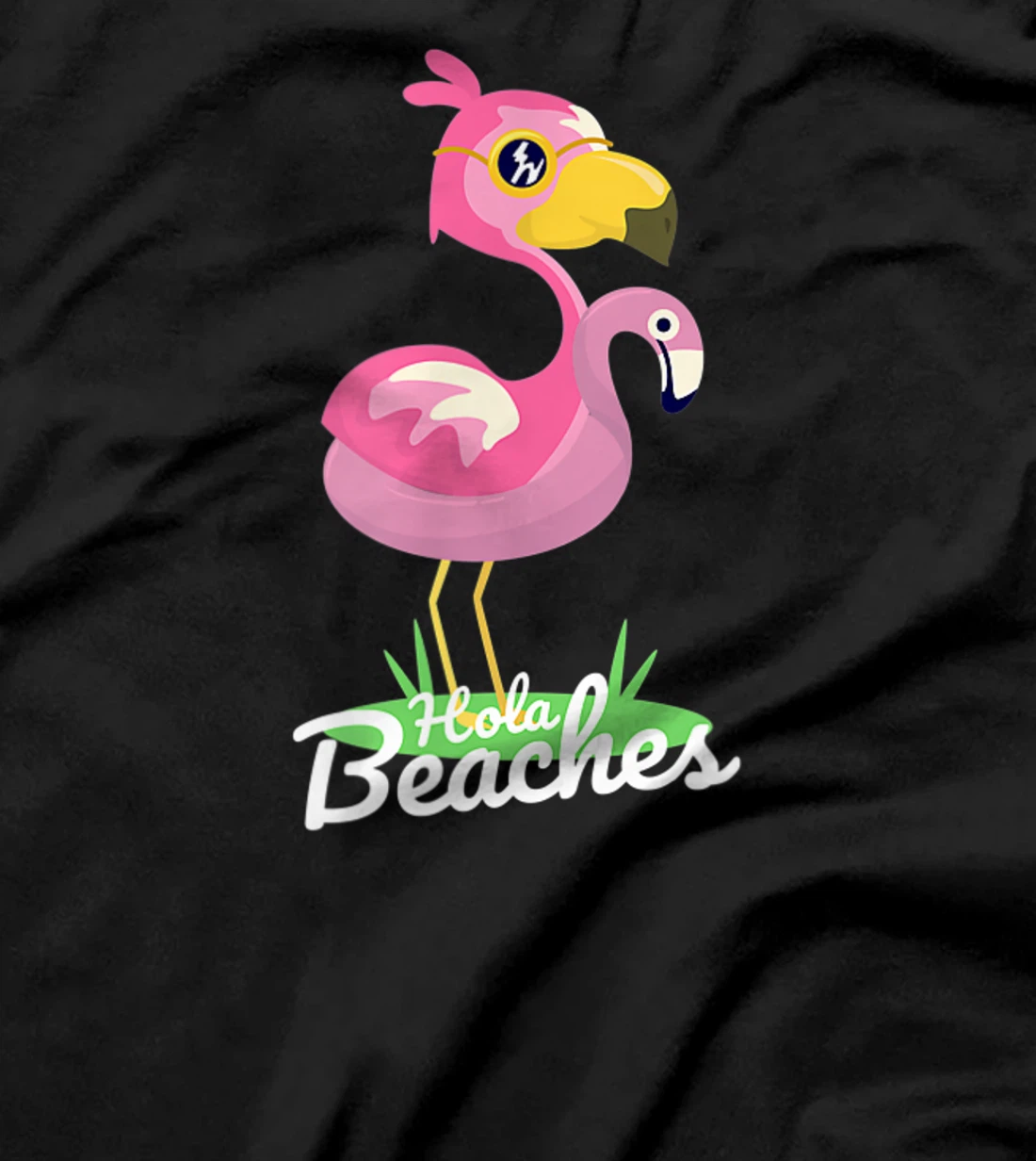 Hola Beaches Funny Summer Beach Flamingo Sunglasses T-Shirt, Kid T-Shirt and Women T-Shirt
