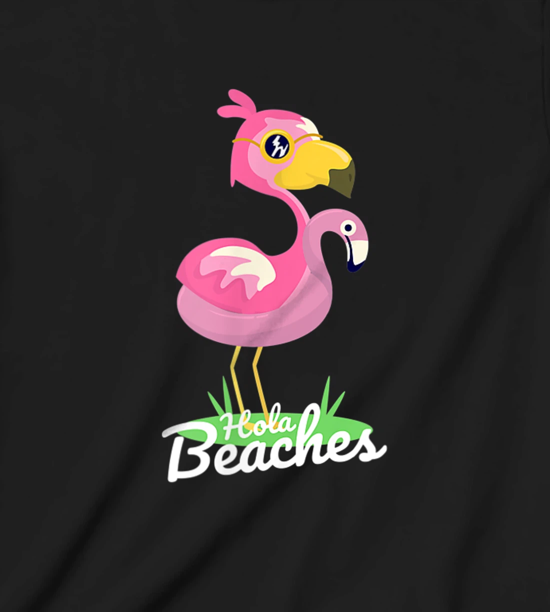 Hola Beaches Funny Summer Beach Flamingo Sunglasses T-Shirt, Kid T-Shirt and Women T-Shirt