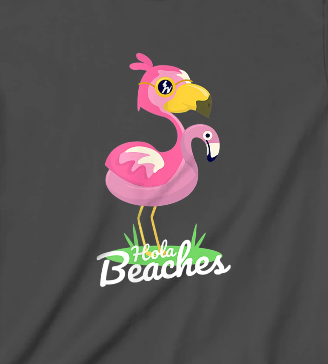 Hola Beaches Funny Summer Beach Flamingo Sunglasses T-Shirt, Kid T-Shirt and Women T-Shirt