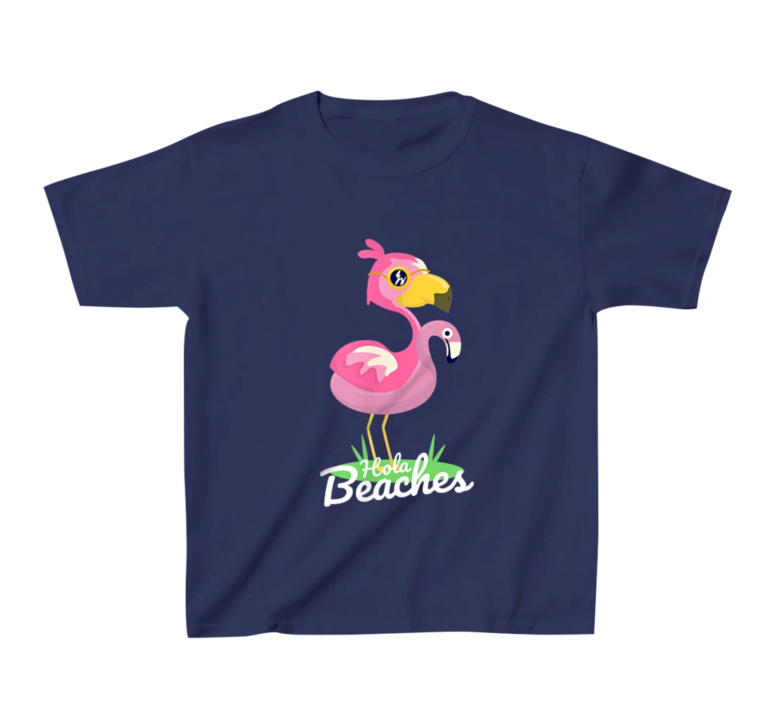 Hola Beaches Funny Summer Beach Flamingo Sunglasses T-Shirt, Kid T-Shirt and Women T-Shirt