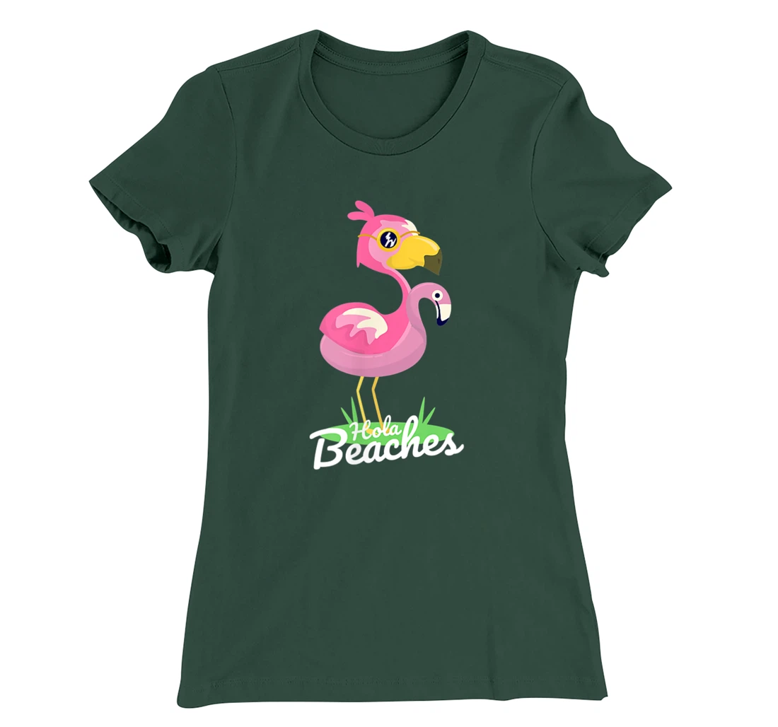 Hola Beaches Funny Summer Beach Flamingo Sunglasses T-Shirt, Kid T-Shirt and Women T-Shirt