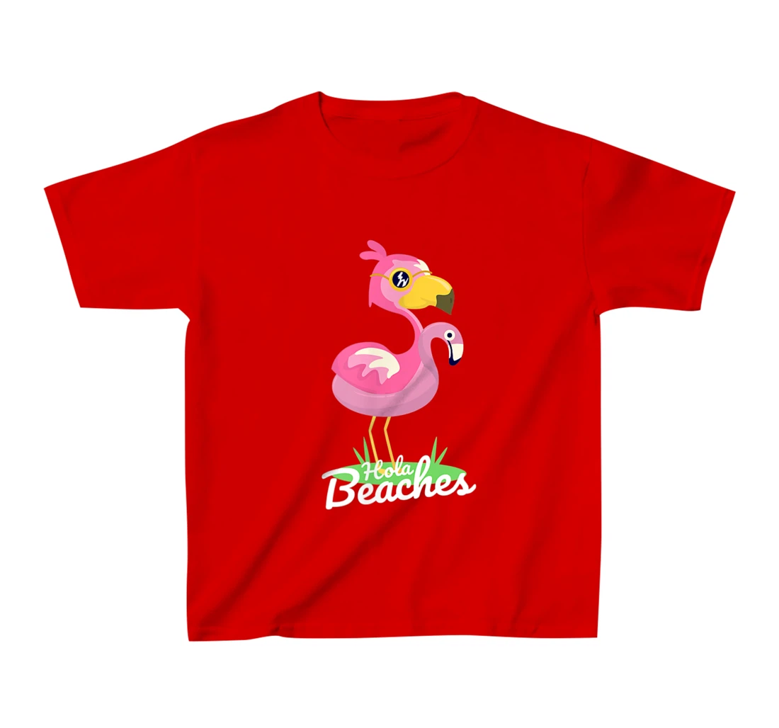 Hola Beaches Funny Summer Beach Flamingo Sunglasses T-Shirt, Kid T-Shirt and Women T-Shirt