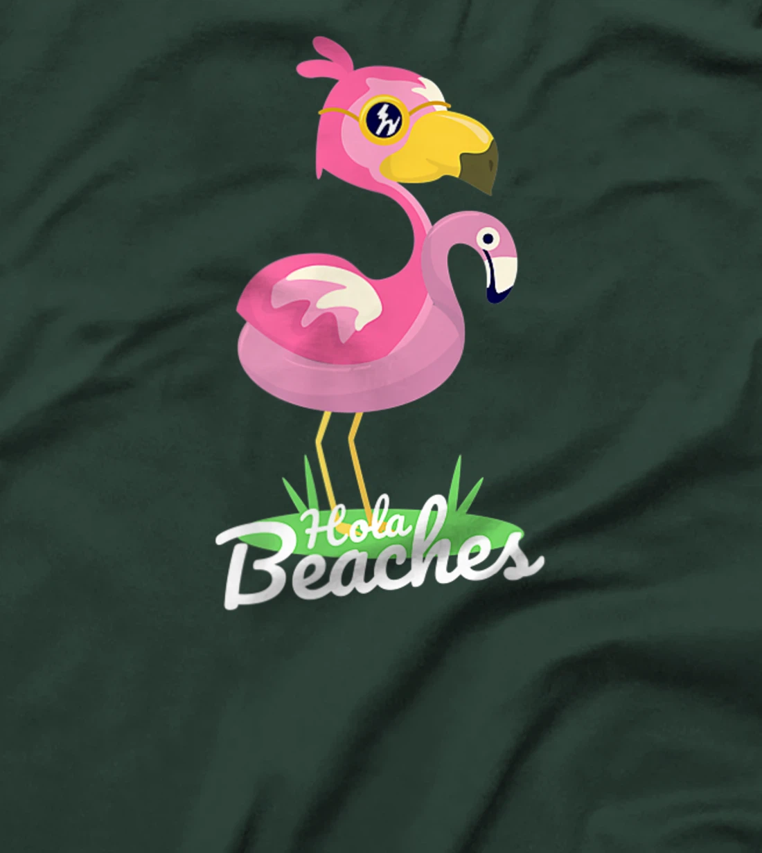 Hola Beaches Funny Summer Beach Flamingo Sunglasses T-Shirt, Kid T-Shirt and Women T-Shirt