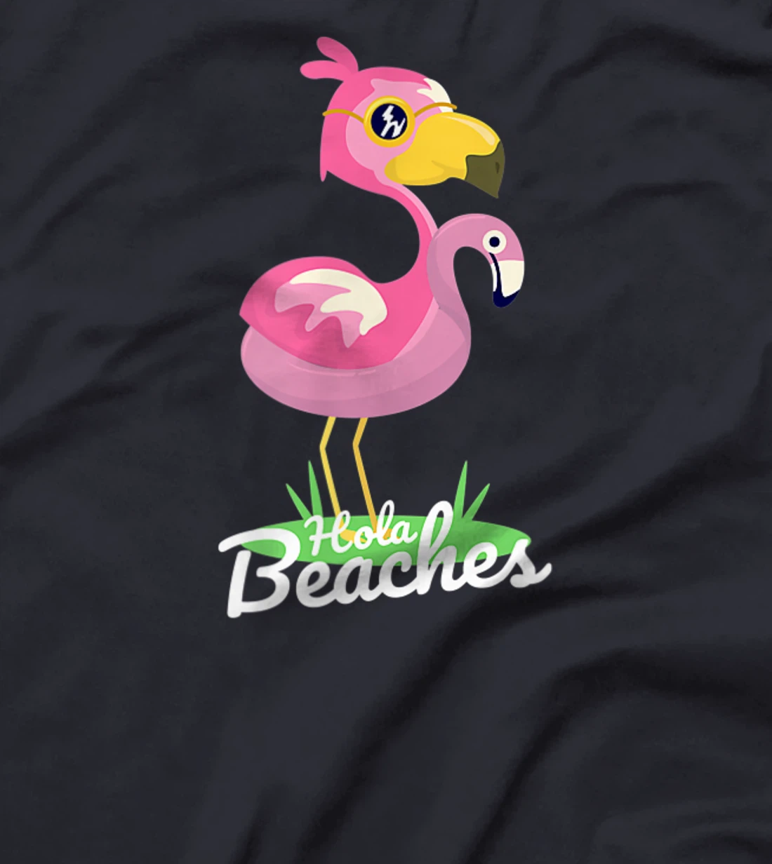 Hola Beaches Funny Summer Beach Flamingo Sunglasses T-Shirt, Kid T-Shirt and Women T-Shirt