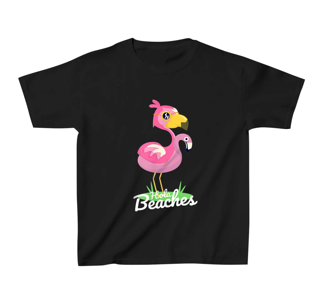 Hola Beaches Funny Summer Beach Flamingo Sunglasses T-Shirt, Kid T-Shirt and Women T-Shirt