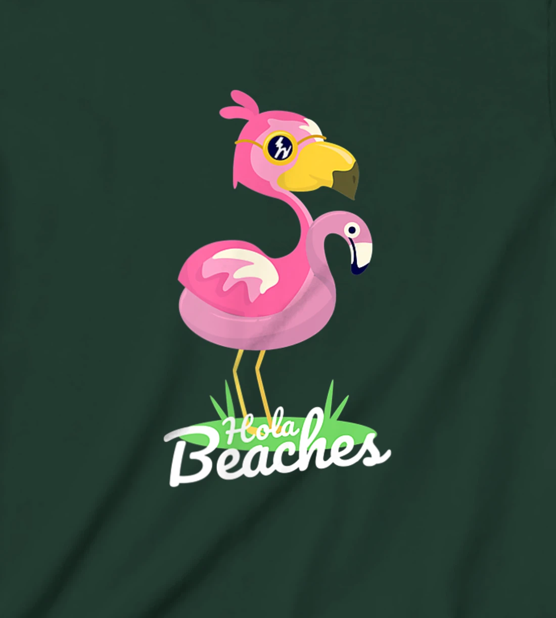 Hola Beaches Funny Summer Beach Flamingo Sunglasses T-Shirt, Kid T-Shirt and Women T-Shirt