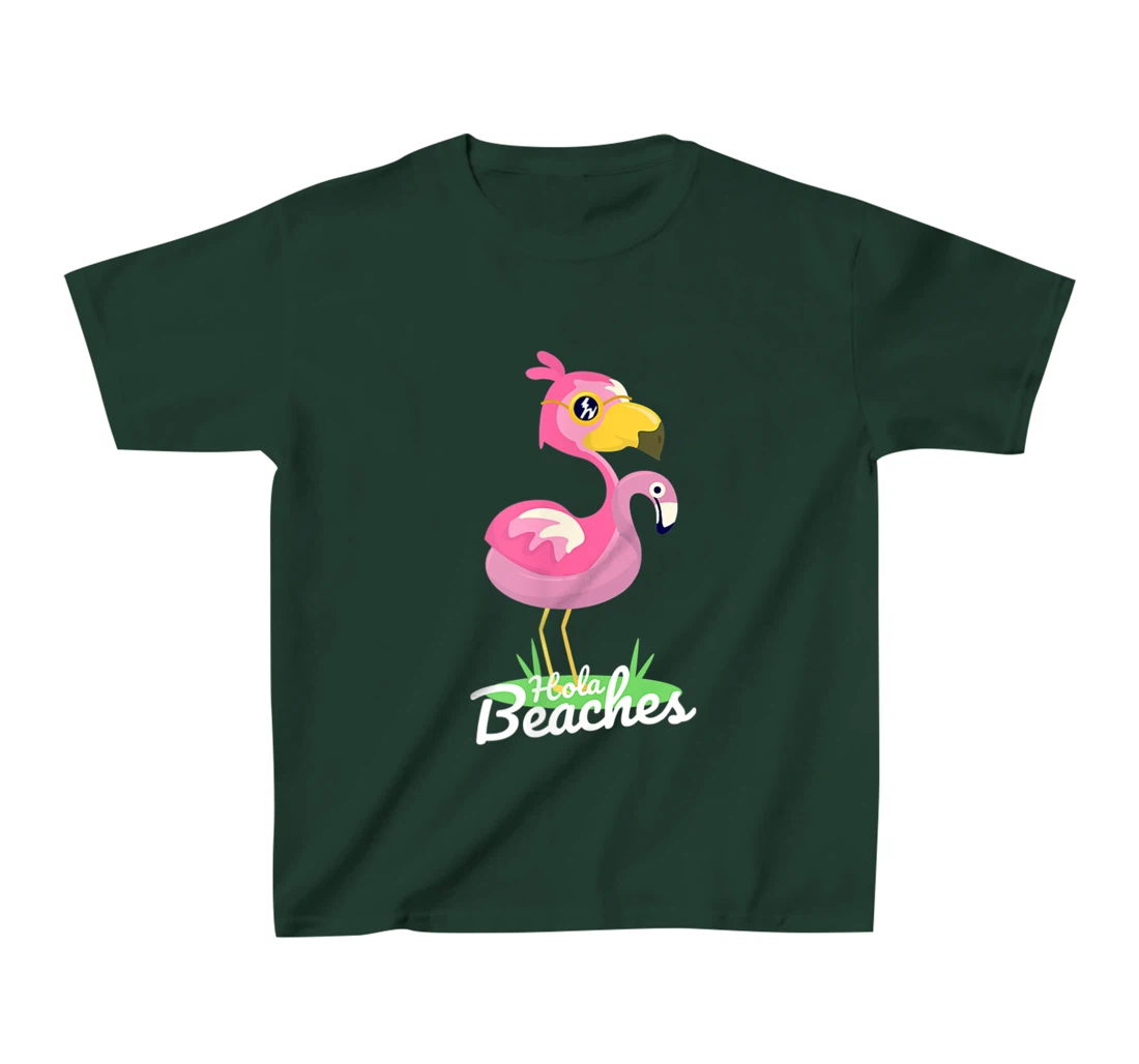 Hola Beaches Funny Summer Beach Flamingo Sunglasses T-Shirt, Kid T-Shirt and Women T-Shirt