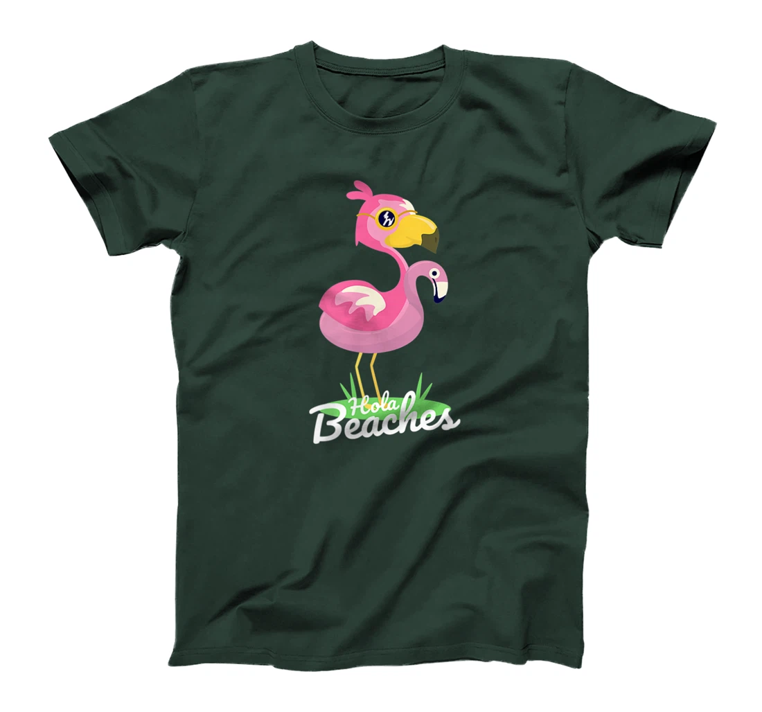 Hola Beaches Funny Summer Beach Flamingo Sunglasses T-Shirt, Kid T-Shirt and Women T-Shirt