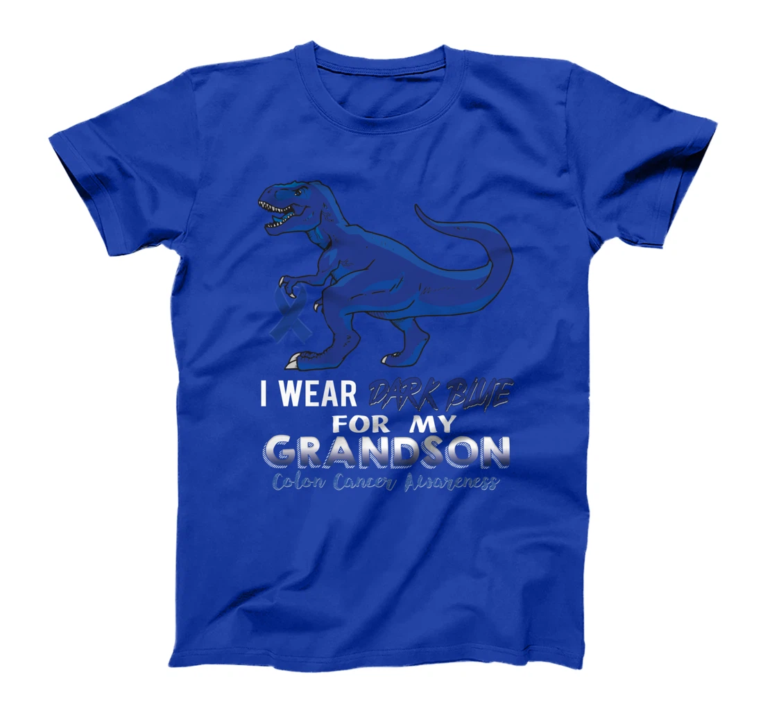 I Wear Dark Blue For My Grandson Dinosaur Colon Cancer T-Shirt