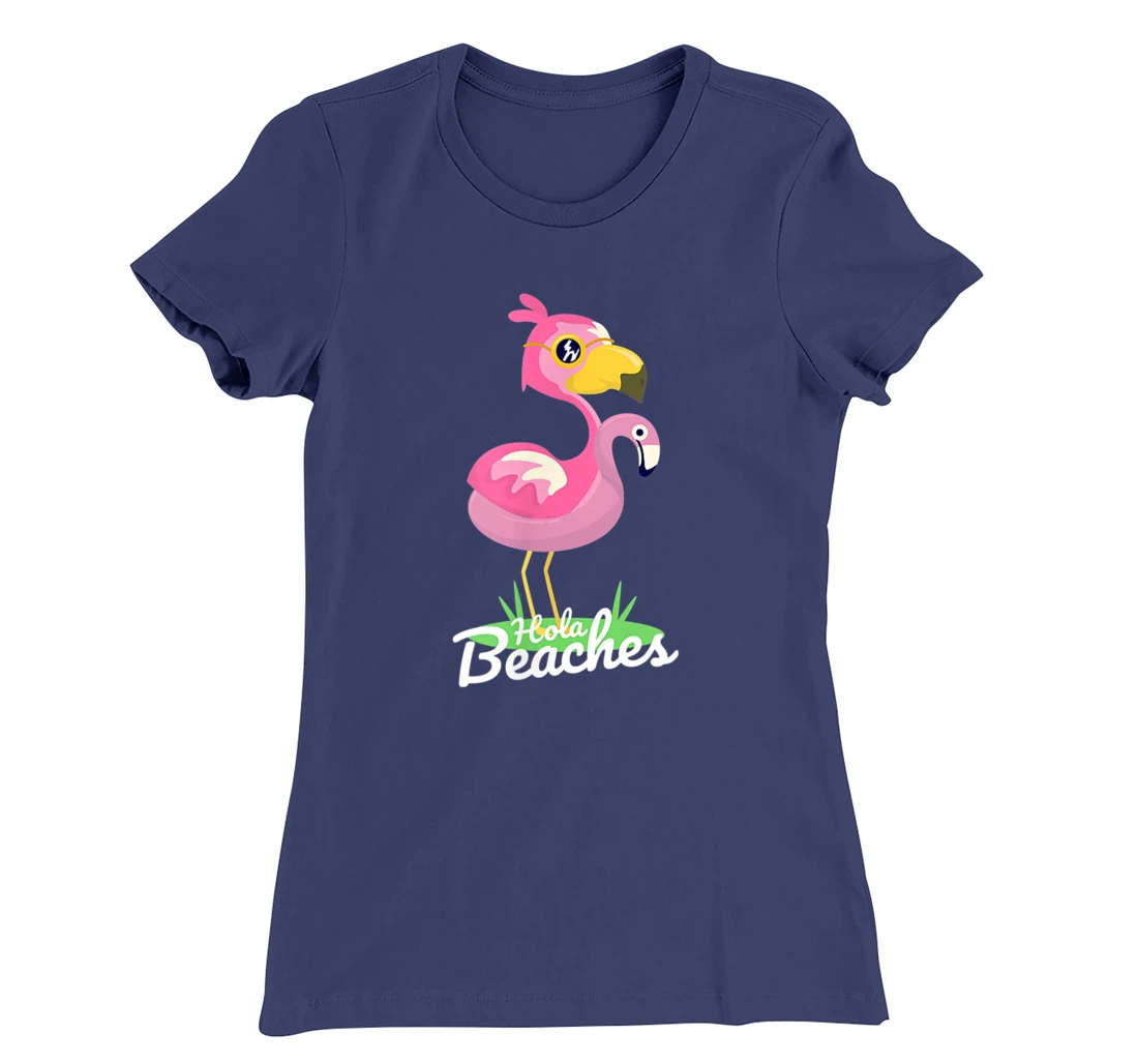 Hola Beaches Funny Summer Beach Flamingo Sunglasses T-Shirt, Kid T-Shirt and Women T-Shirt