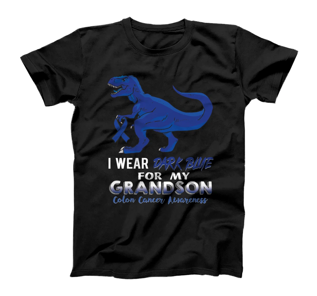 I Wear Dark Blue For My Grandson Dinosaur Colon Cancer T-Shirt