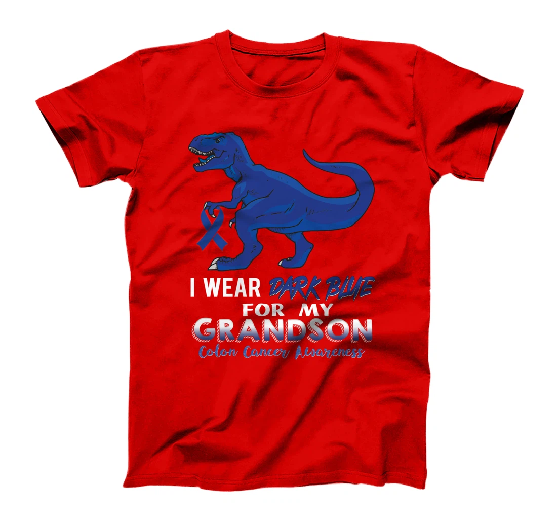 I Wear Dark Blue For My Grandson Dinosaur Colon Cancer T-Shirt