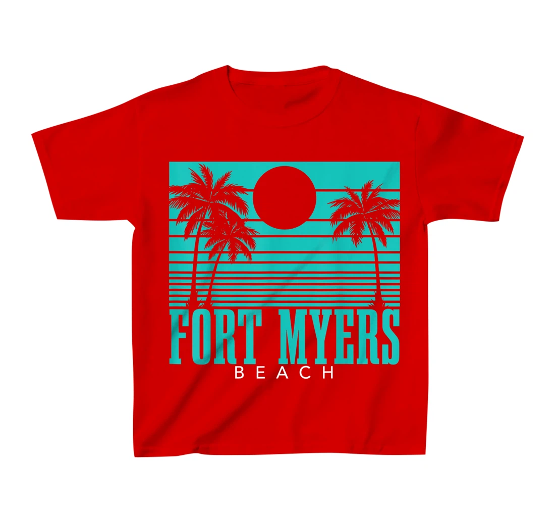 Fort Myers Beach Florida Palm Trees Surf Vintage Retro T-Shirt, Kid T-Shirt and Women T-Shirt
