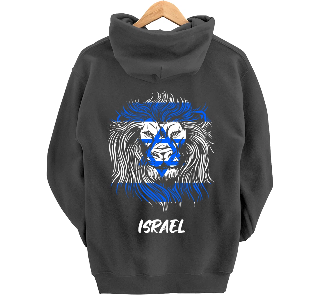 Lion of Israeli Flag of Israel Pullover Hoodie