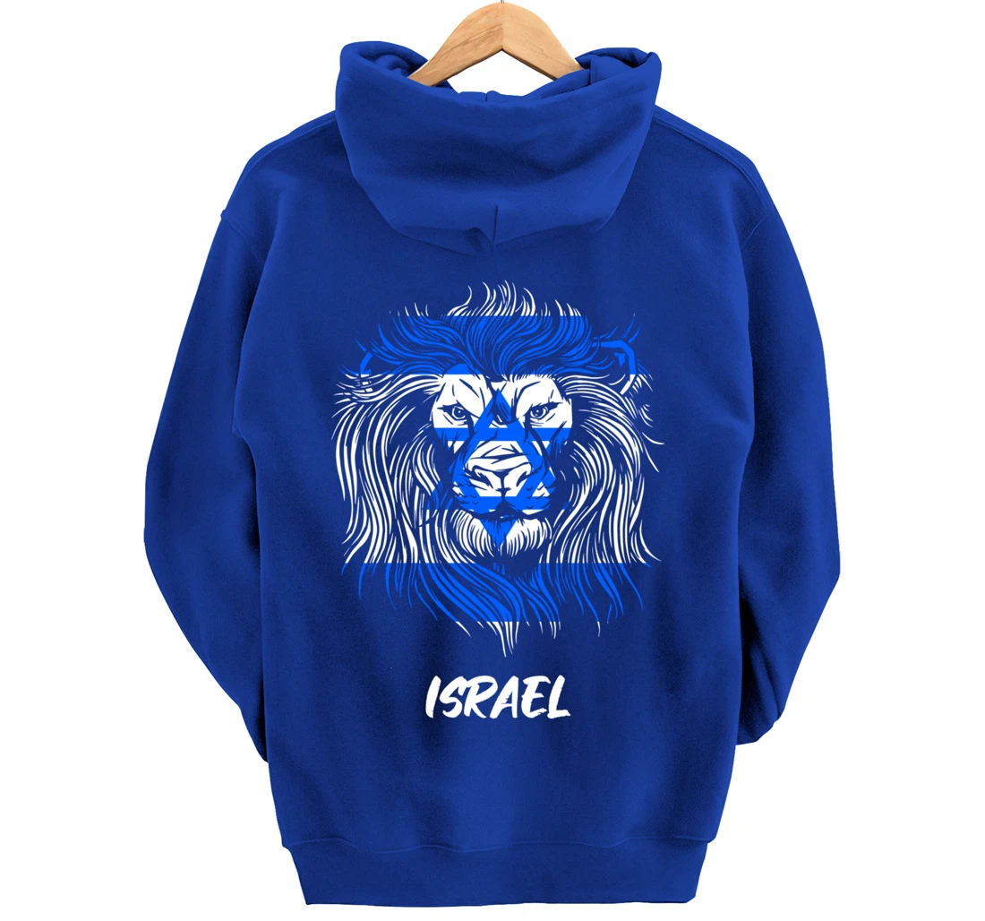 Lion of Israeli Flag of Israel Pullover Hoodie