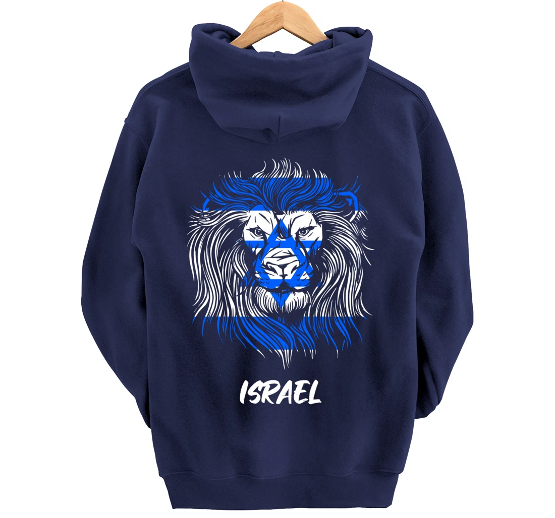Lion of Israeli Flag of Israel Pullover Hoodie