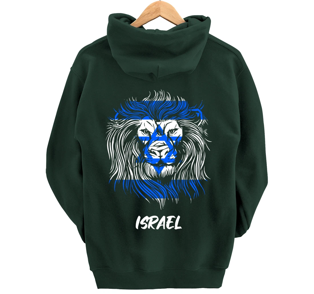 Lion of Israeli Flag of Israel Pullover Hoodie