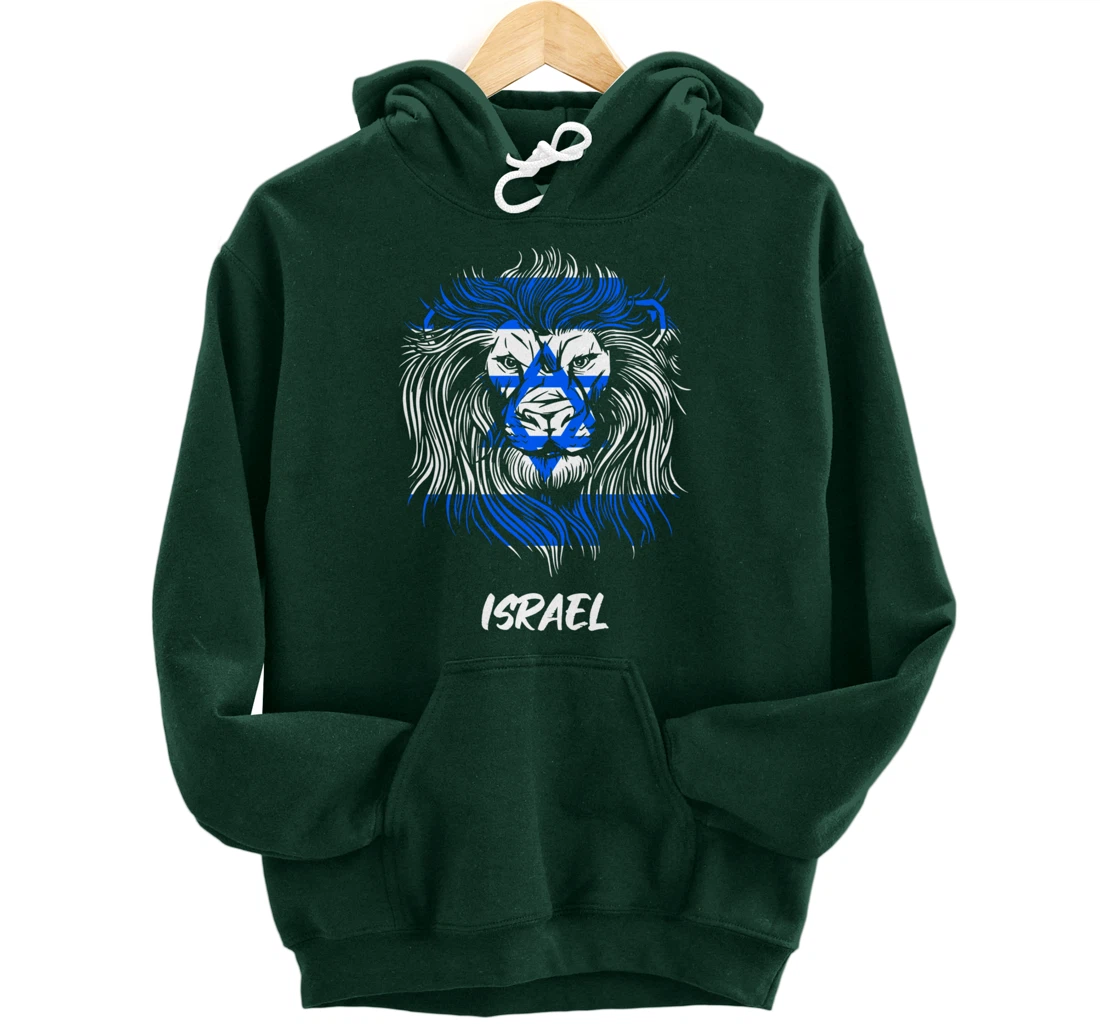 Lion of Israeli Flag of Israel Pullover Hoodie