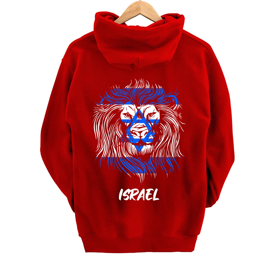 Lion of Israeli Flag of Israel Pullover Hoodie