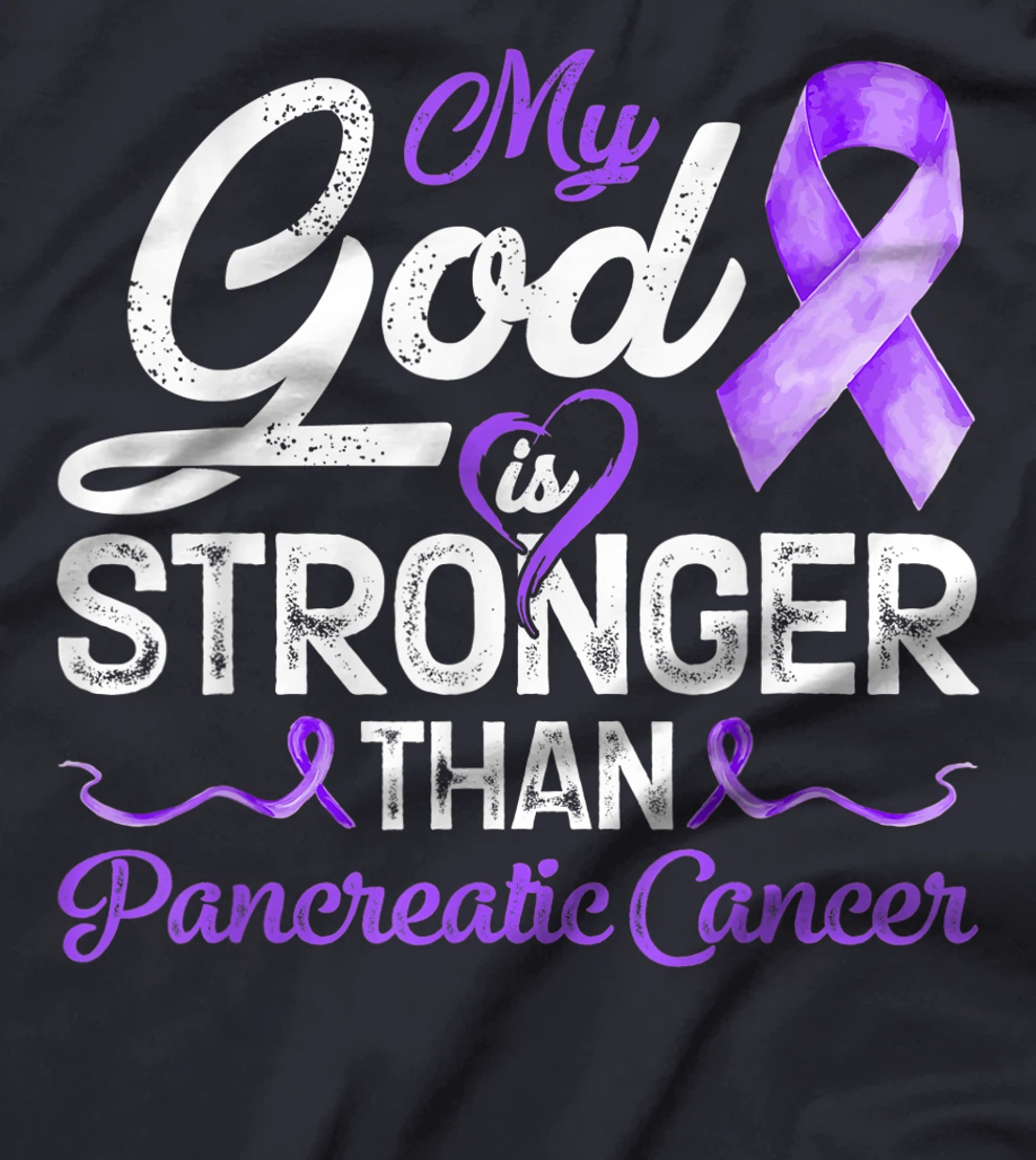 Womens My God Is Stronger Than Pancreatic Breast Cancer Awareness T-Shirt