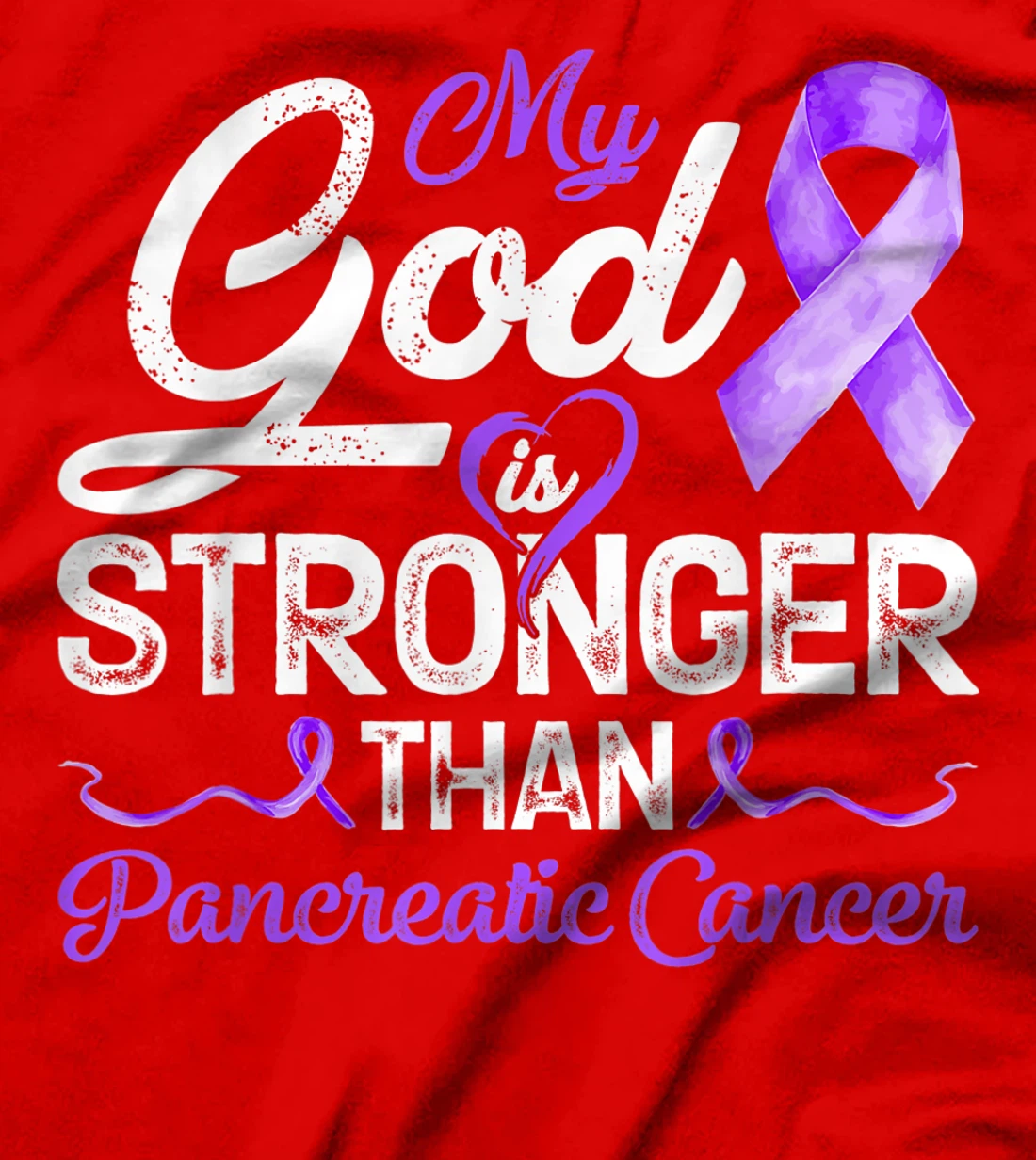 Womens My God Is Stronger Than Pancreatic Breast Cancer Awareness T-Shirt