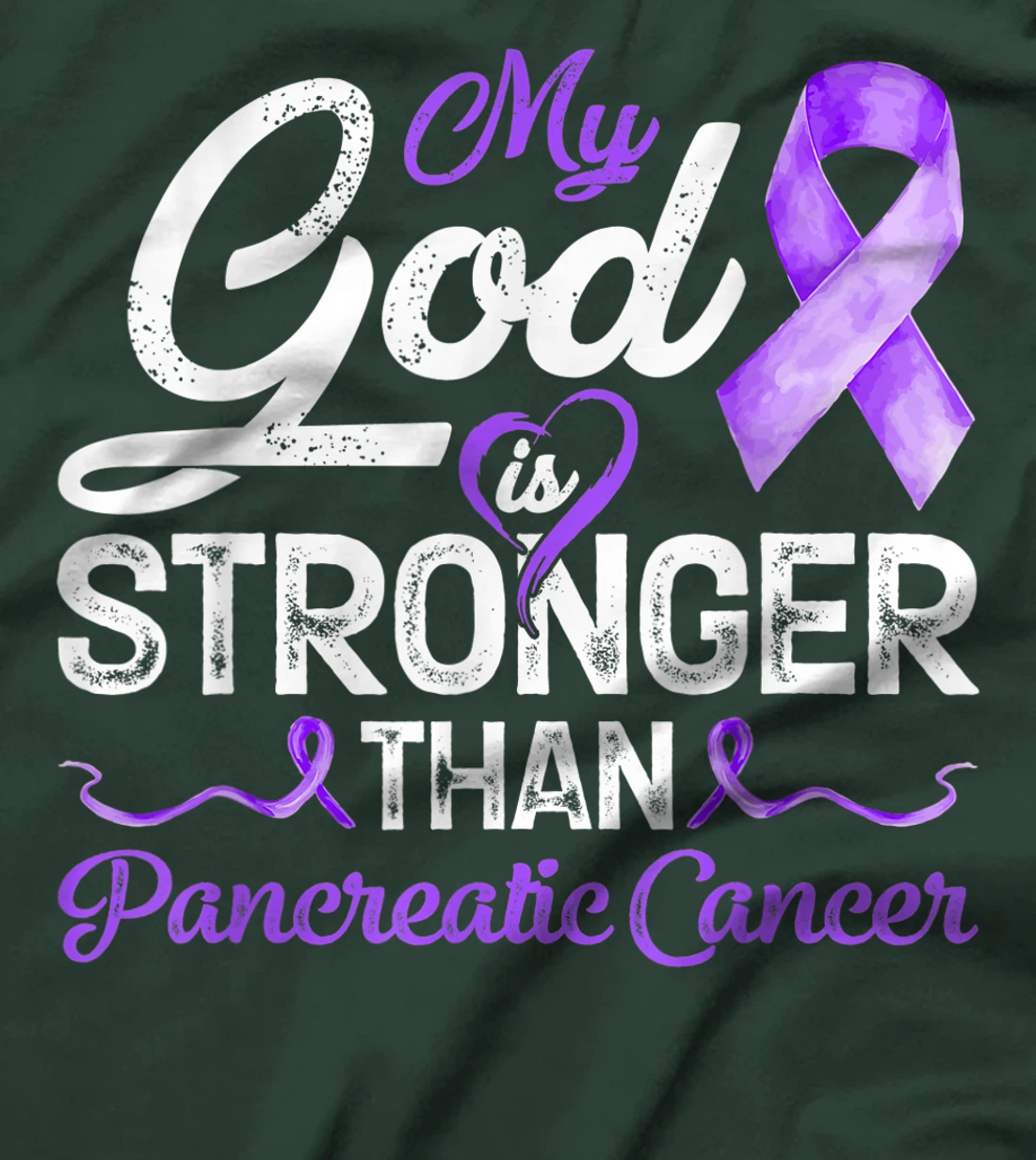 Womens My God Is Stronger Than Pancreatic Breast Cancer Awareness T-Shirt