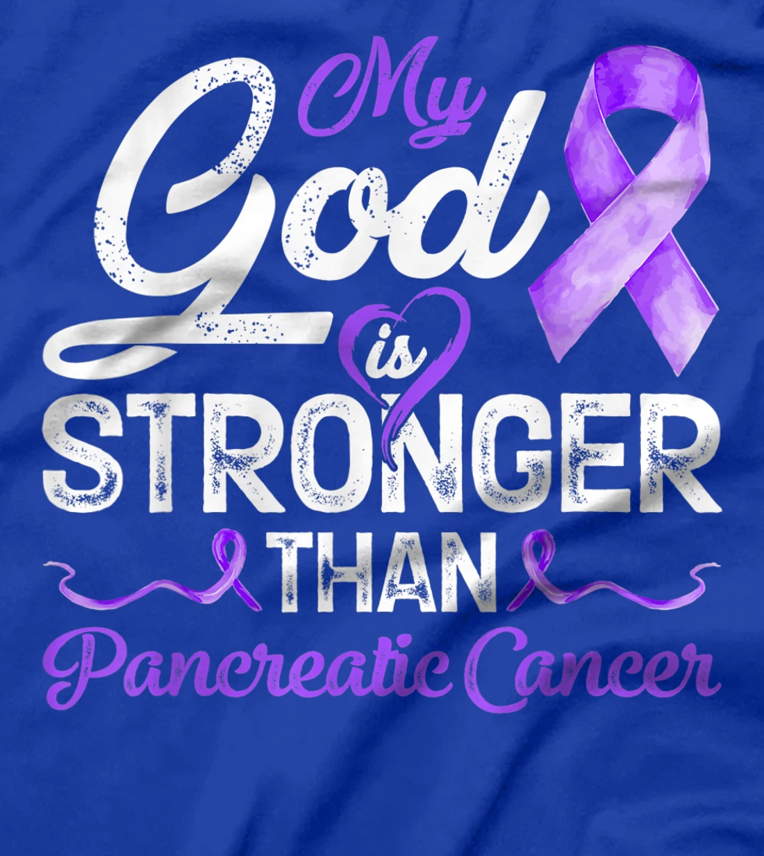 Womens My God Is Stronger Than Pancreatic Breast Cancer Awareness T-Shirt