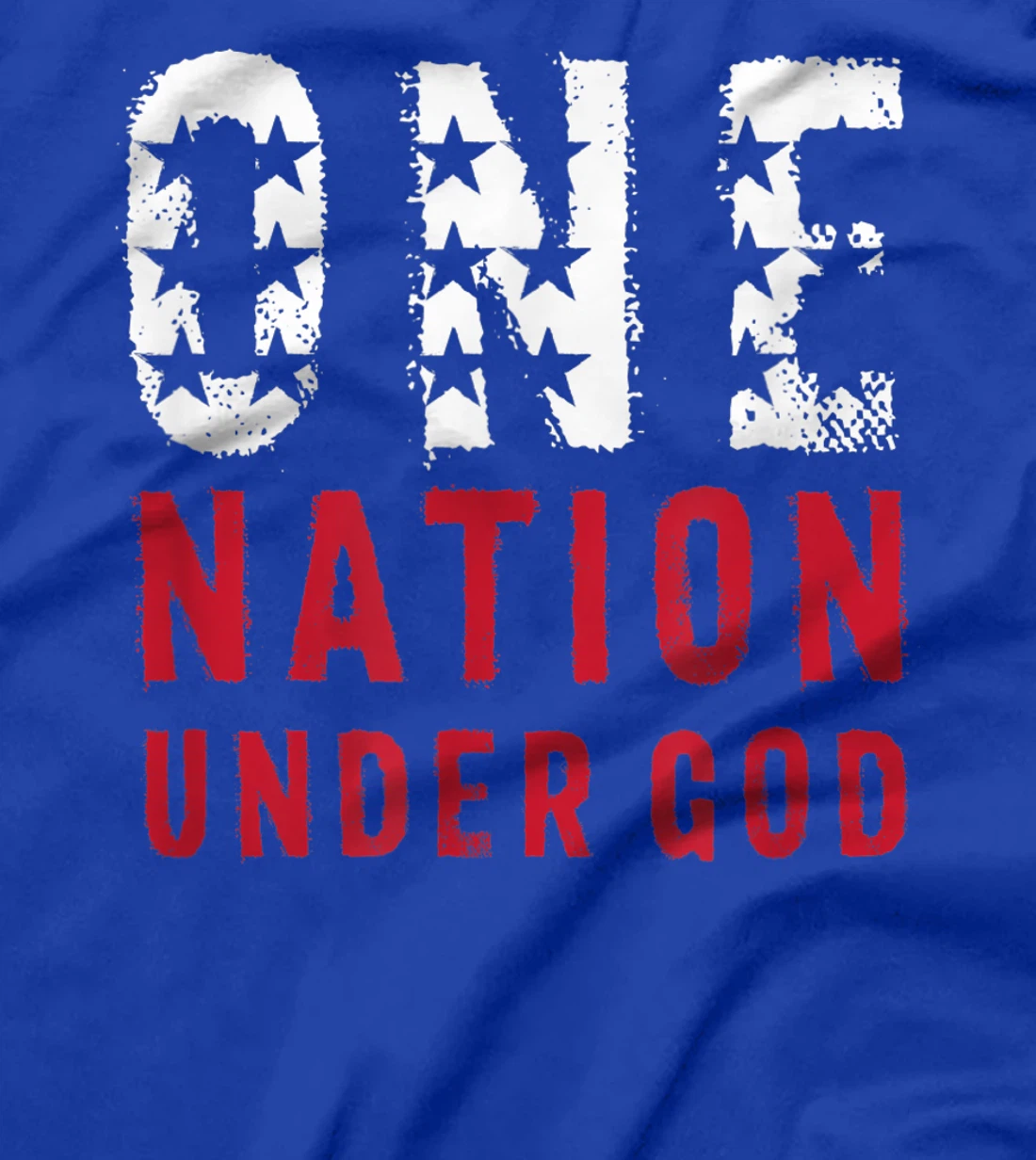 Vintage One Nation Under God American Flag Text T-Shirt