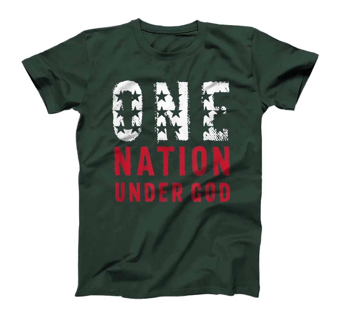 Vintage One Nation Under God American Flag Text T-Shirt