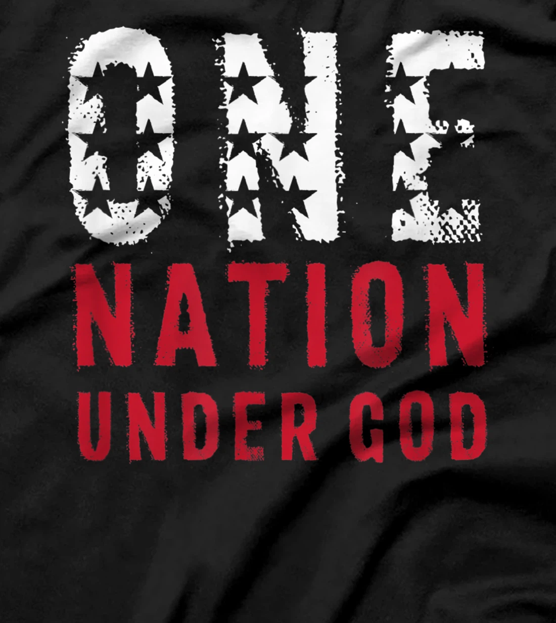 Vintage One Nation Under God American Flag Text T-Shirt