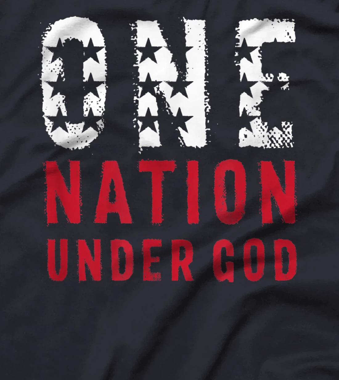 Vintage One Nation Under God American Flag Text T-Shirt