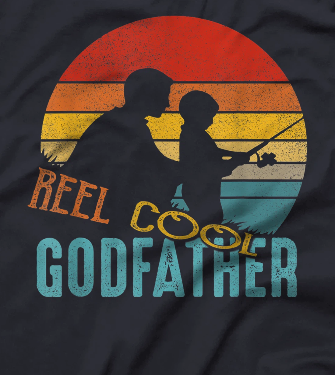 Retro Reel Cool Godfather Fishing Gifts Vintage Fishing T-Shirt