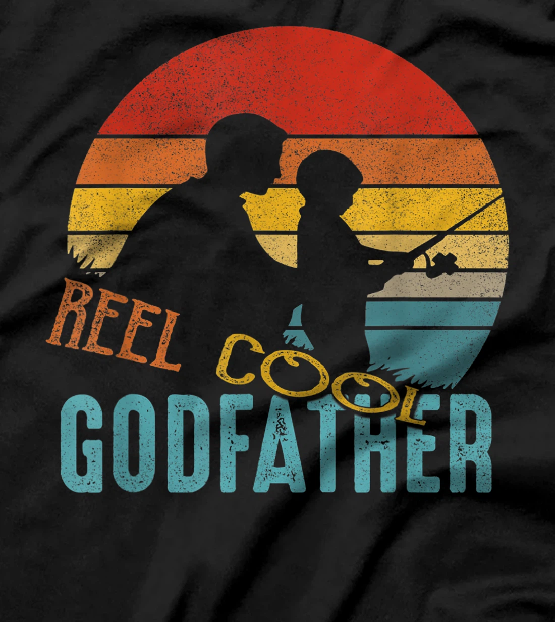 Retro Reel Cool Godfather Fishing Gifts Vintage Fishing T-Shirt