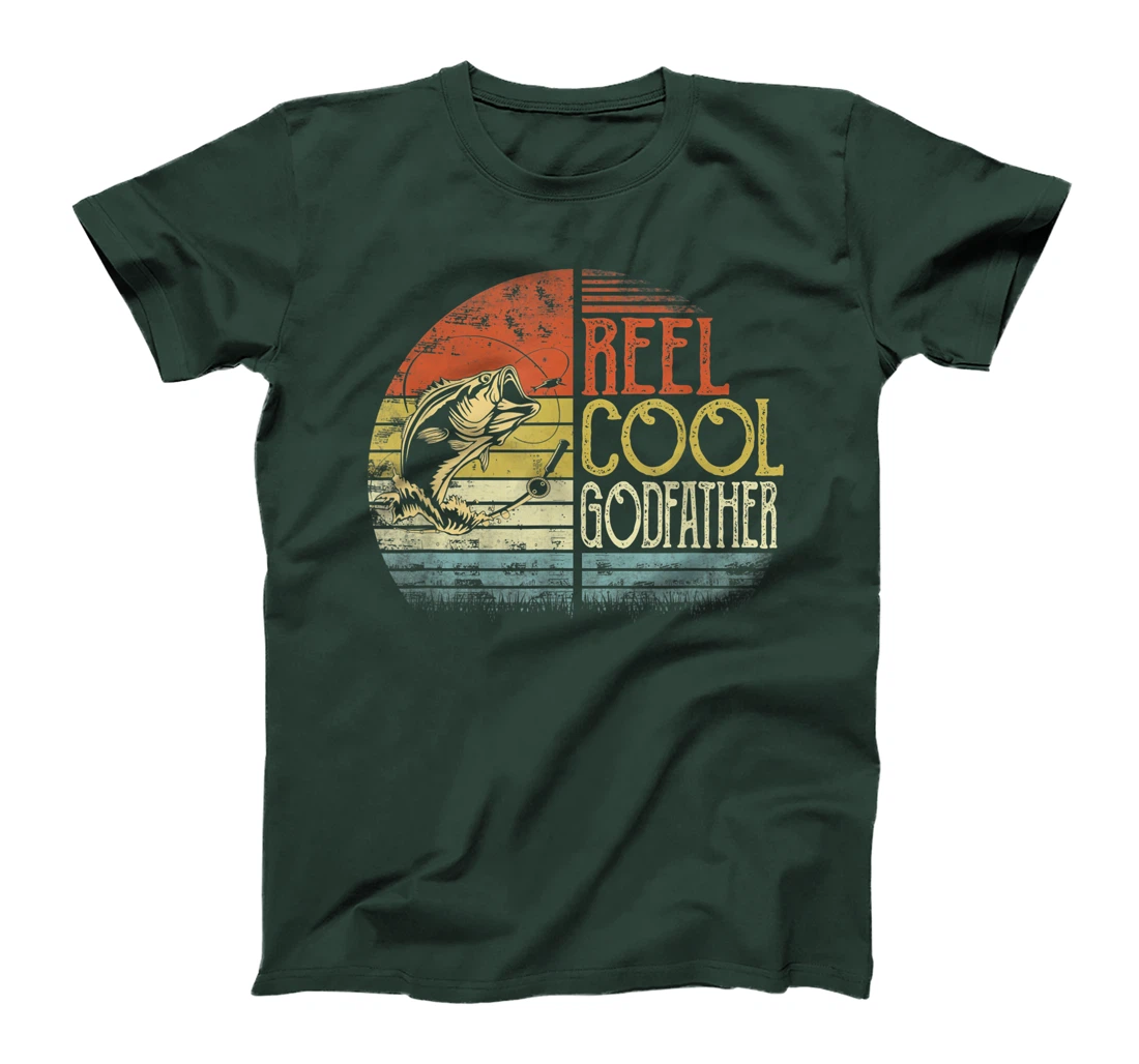 Fishing Reel Cool Godfather Fisherman Daddy Father's Day T-Shirt